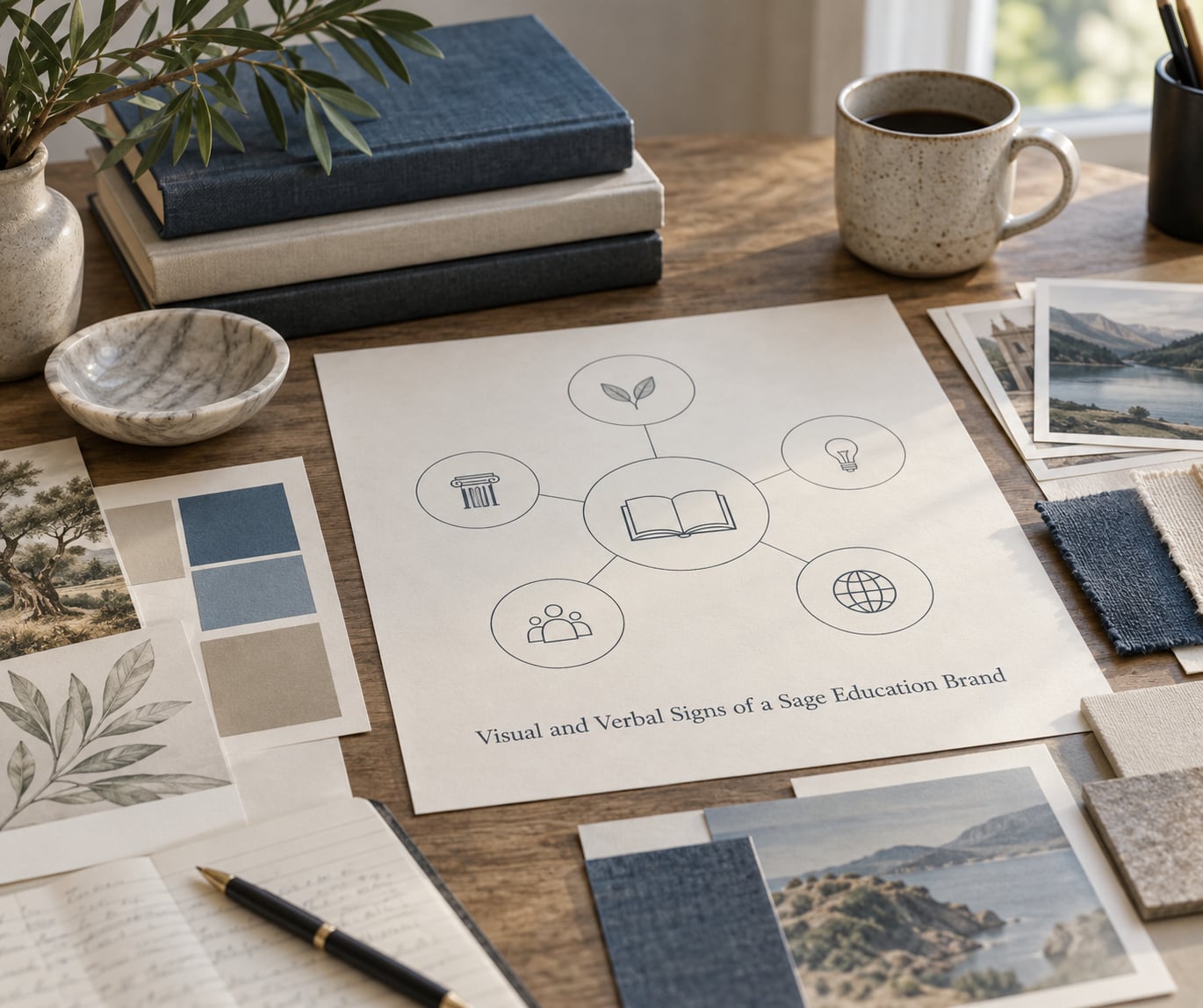 Visual and Verbal Signs of a Sage Education Brand