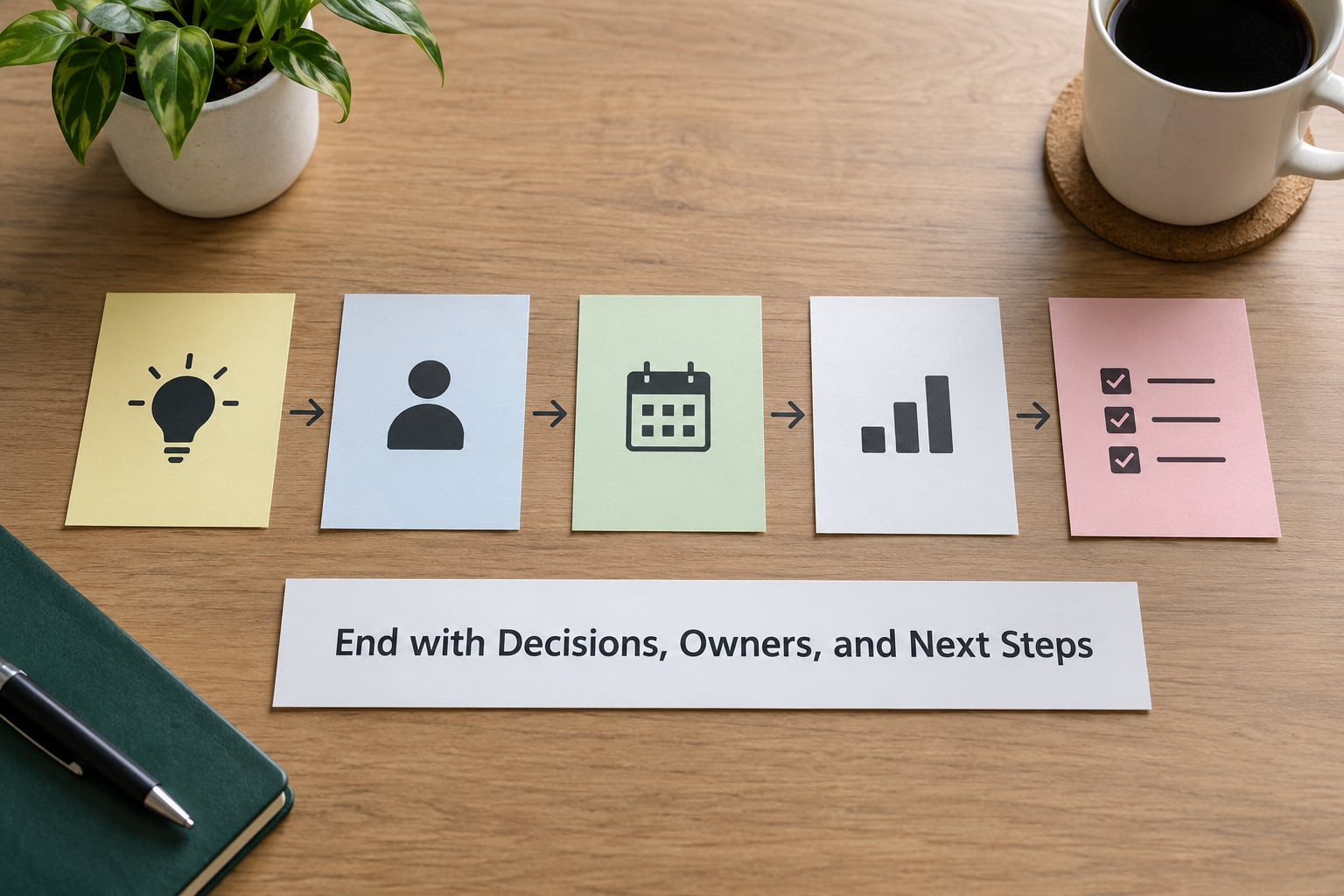 End with Decisions, Owners, and Next Steps