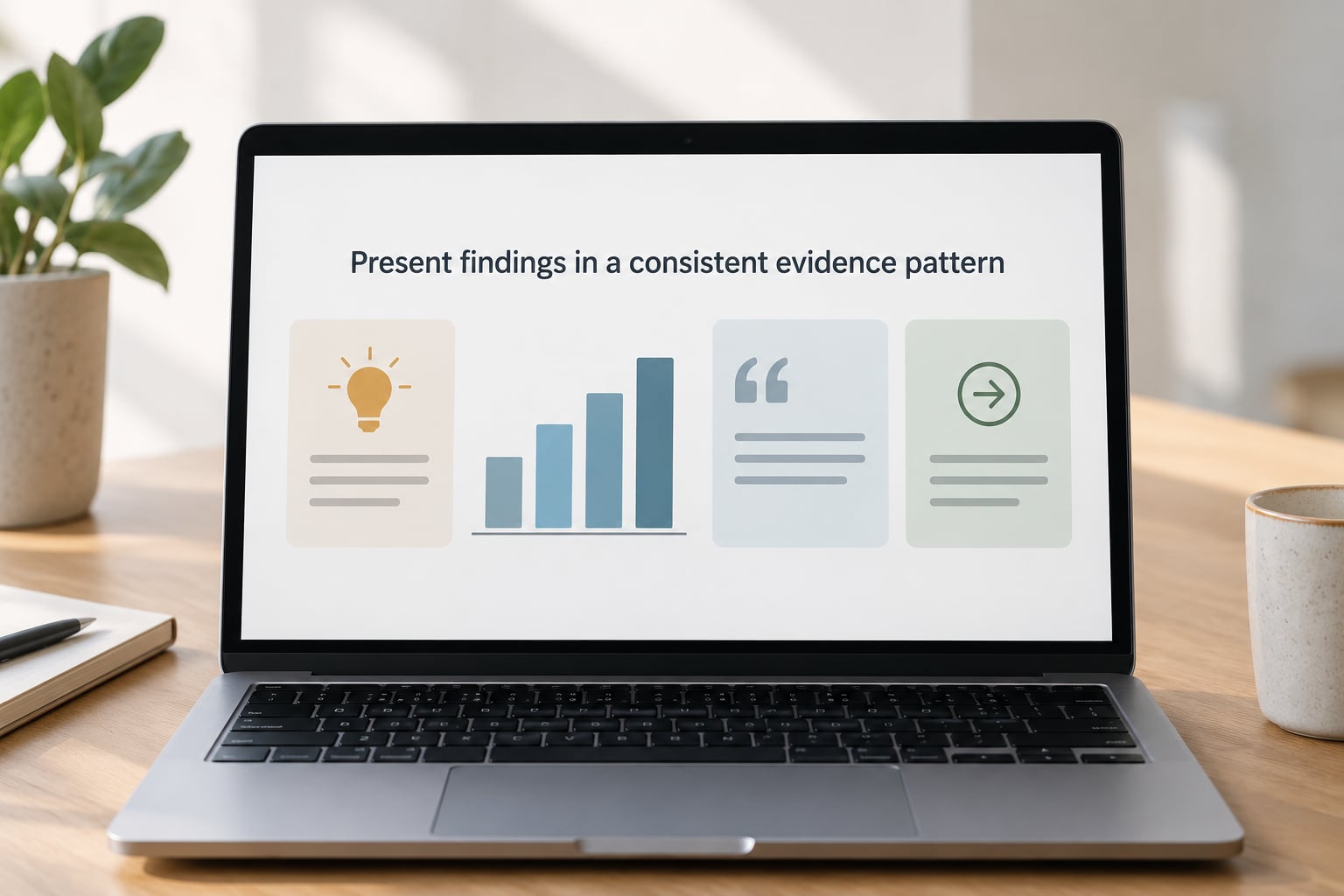 Present findings in a consistent evidence pattern