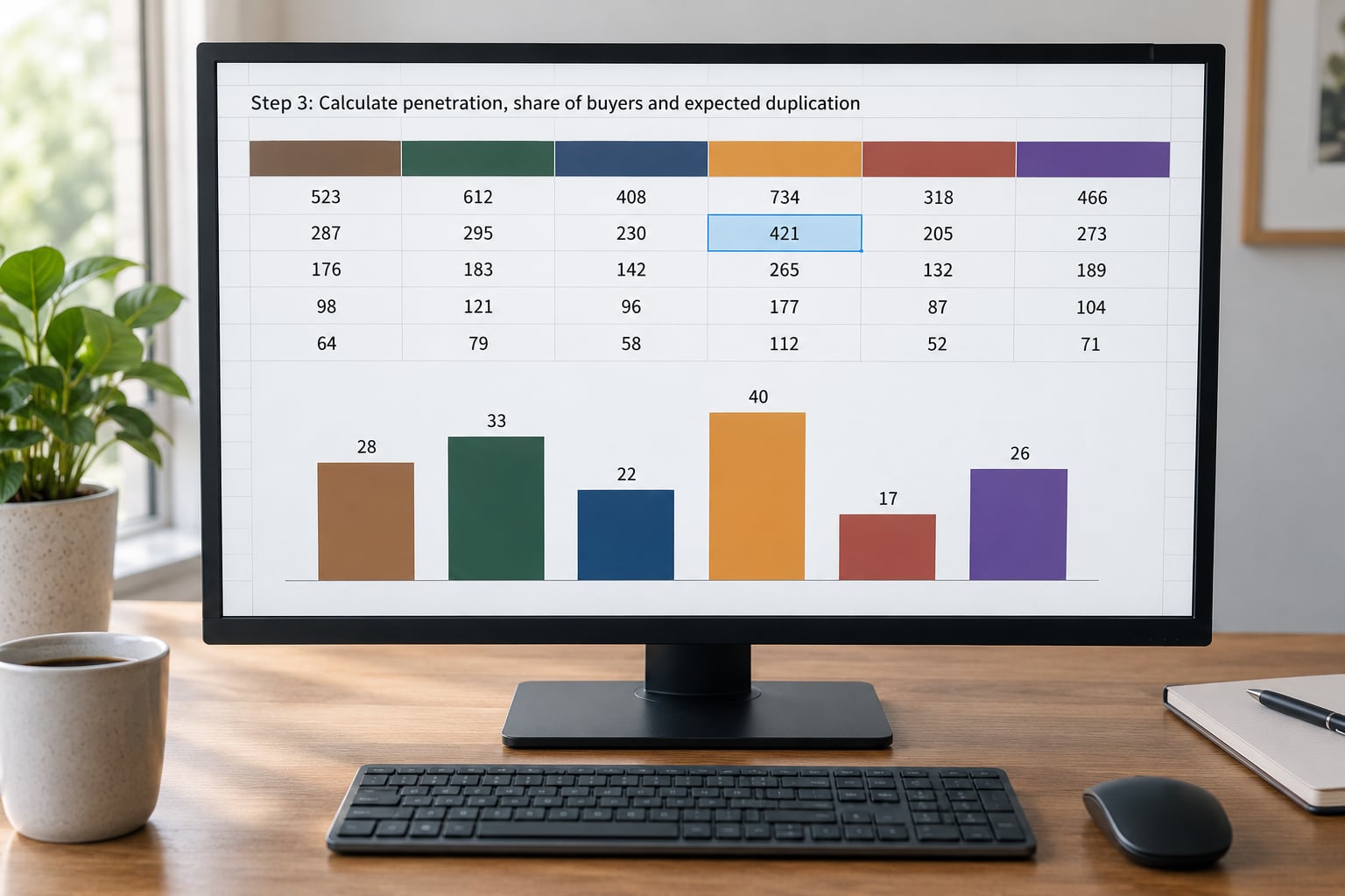 Step 3: Calculate penetration, share of buyers and expected duplication