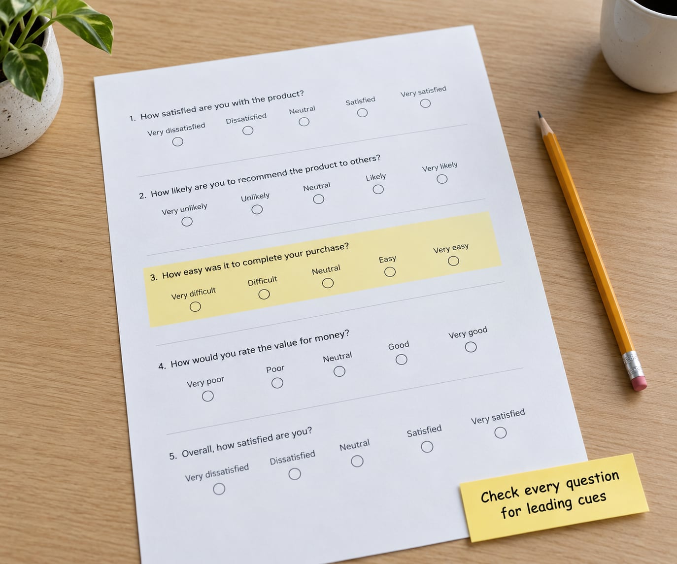 Check every question for leading cues